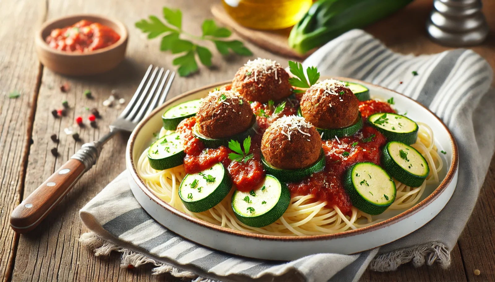 Vegetarian Pasta with Zucchini Meatballs