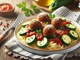 Vegetarian Pasta with Zucchini Meatballs